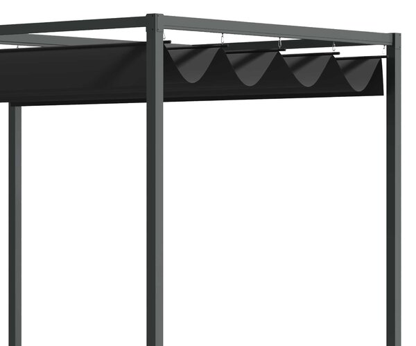 OUTSUNNY Kovová pergola s posuvnou látkovou střechou 298 x 221 x 213 cm černá