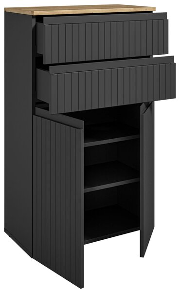 MIDI SKŘÍŇKA, černá, barvy dubu, 60/100/31 cm MID.YOU - Koupelnové série, Online Only