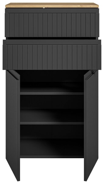 MIDI SKŘÍŇKA, černá, barvy dubu, 60/100/31 cm MID.YOU - Koupelnové série, Online Only