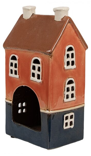 Oranžovo-černý keramický domeček na čajovou svíčku Houthem XXX – 12x9x22 cm
