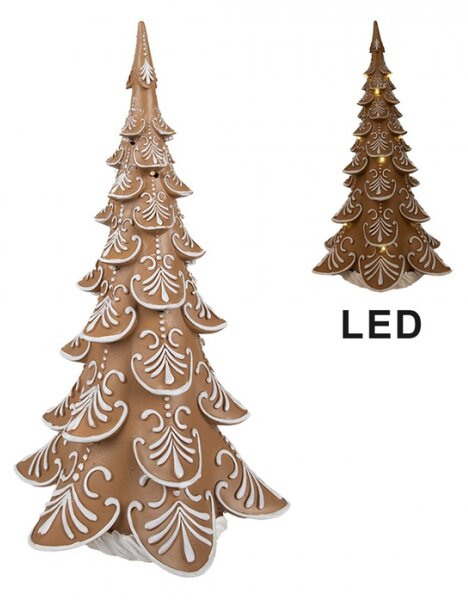 Vánoční dekorace hnědý perníkový stromeček s LED světýlky Kardemom – 42 cm