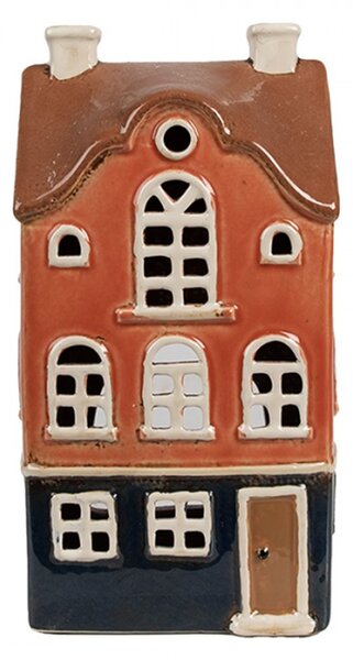 Oranžovo-černý keramický domeček na čajovou svíčku Houthem XXX – 12x9x22 cm