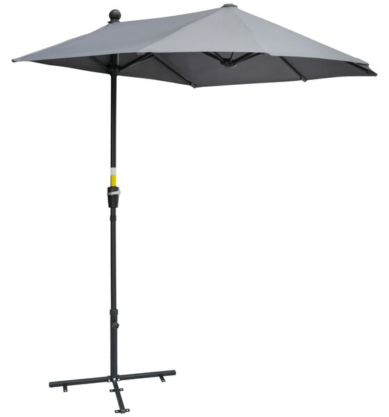 OUTSUNNY Půlkulatý slunečník 200 x 200 cm tmavě šedý