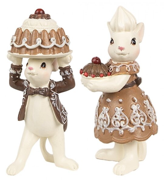 Vánoční figurky myšky z cukrárny – 5x5x11 / 5x5x10 cm