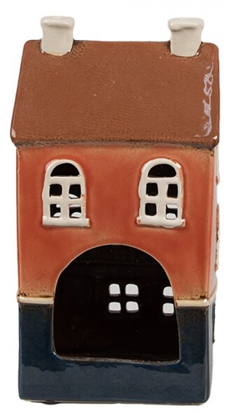 Oranžovo-černý keramický domeček na čajovou svíčku Houthem XXX – 12x9x22 cm