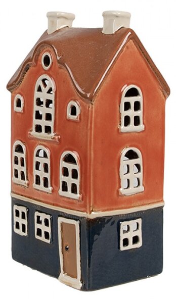 Oranžovo-černý keramický domeček na čajovou svíčku Houthem XXX – 12x9x22 cm