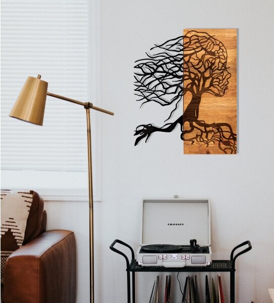 Nástěnná dekorace 47x58 cm strom života dřevo/kov