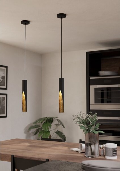 Eglo 900872 - LED Lustr na lanku BARBOTTO 1xGU10/4,5W/230V černá/zlatá