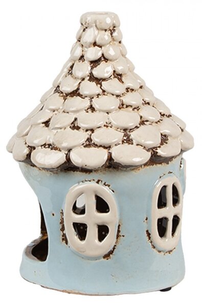 Modrý keramický domeček na čajovou svíčku Houthem VI – 11x15 cm
