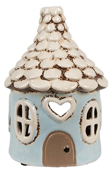 Modrý keramický domeček na čajovou svíčku Houthem VI – 11x15 cm