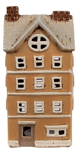 Oranžový keramický domeček na čajovou svíčku Houthem I – 11x9x22 cm