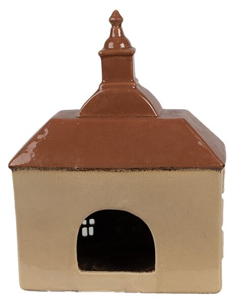 Hnědý keramický domeček na čajovou svíčku Houthem VIII – 20x10x26 cm