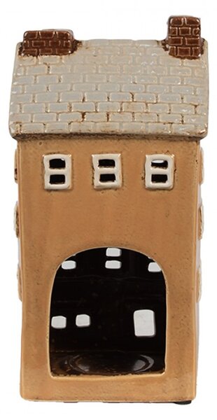 Oranžový keramický domeček na čajovou svíčku Houthem I – 11x9x22 cm