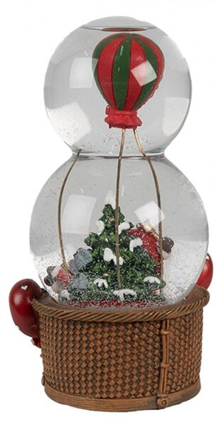 Vánoční sněhová koule / sněžítko ve tvaru balonu se Santa Clausem – 12x10x21 cm