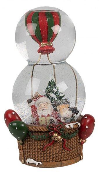 Vánoční sněhová koule / sněžítko ve tvaru balonu se Santa Clausem – 12x10x21 cm