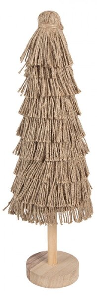Dřevěná dekorace vánoční stromeček z jutových provázků – 42 cm