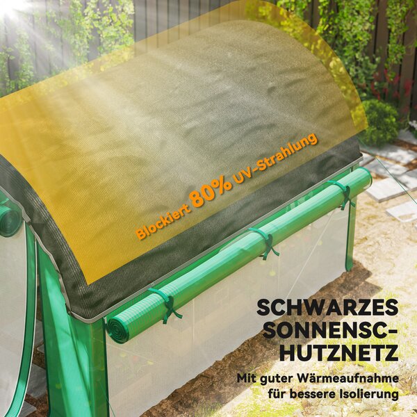 OUTSUNNY Foliovník půlkulatý se sluneční clonou 300 x 200 x 200 cm zelený