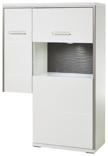 VYSOKÁ KOMODA, šedá, barvy stříbra, bílá, vysoce lesklá bílá, 94/137/38 cm Livetastic - Online Only obývací stěny, Online Only