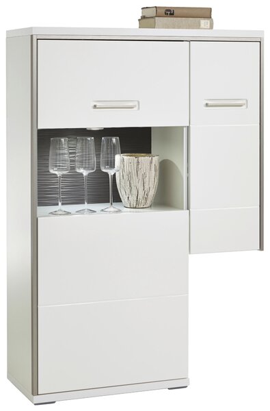 VYSOKÁ KOMODA, šedá, barvy stříbra, bílá, vysoce lesklá bílá, 94/137/38 cm Livetastic - Online Only obývací stěny, Online Only