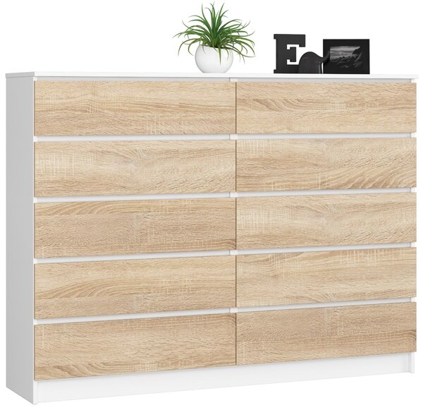 Ak furniture Komoda Rollo K 160 cm bílá/dub sonoma