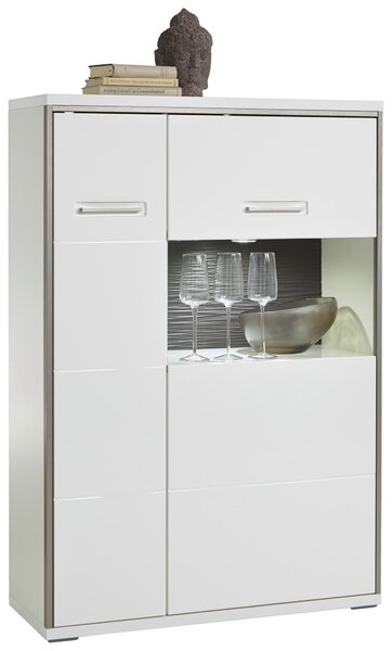 VYSOKÁ KOMODA, šedá, barvy stříbra, bílá, 94/137/38 cm Livetastic - Online Only obývací stěny, Online Only