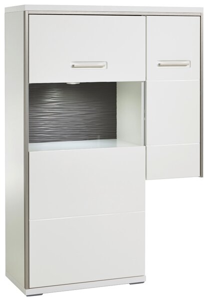 VYSOKÁ KOMODA, šedá, barvy stříbra, bílá, vysoce lesklá bílá, 94/137/38 cm Livetastic - Online Only obývací stěny, Online Only