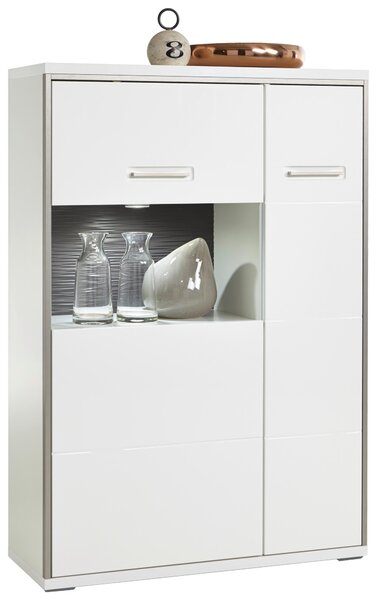 VYSOKÁ KOMODA, šedá, barvy stříbra, bílá, 94/137/38 cm Livetastic - Online Only obývací stěny, Online Only