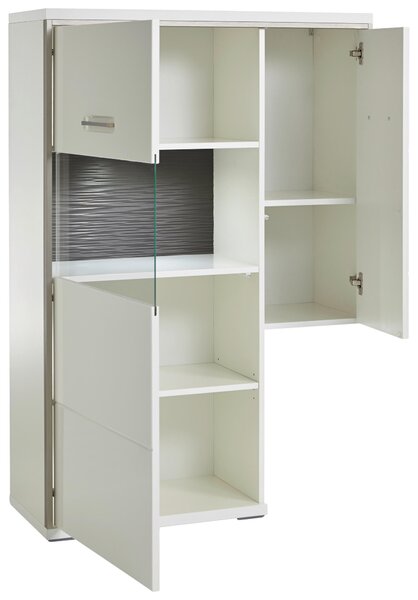 VYSOKÁ KOMODA, šedá, barvy stříbra, bílá, vysoce lesklá bílá, 94/137/38 cm Livetastic - Online Only obývací stěny, Online Only