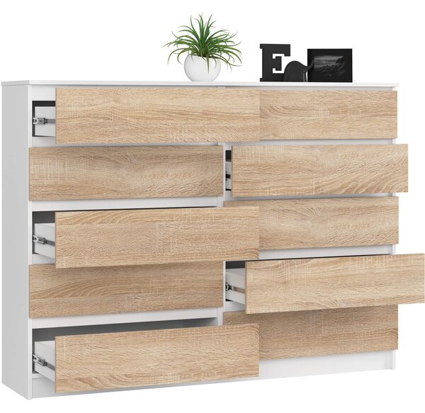 Ak furniture Komoda Rollo K 160 cm bílá/dub sonoma