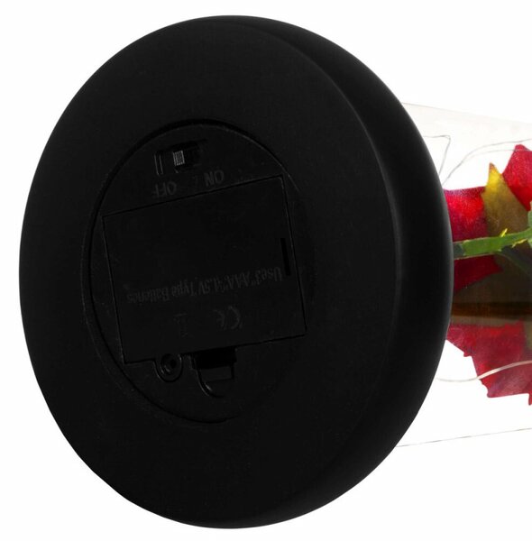 Věčná růže ve skle s LED 22 cm SPRINGOS HA5156 červená