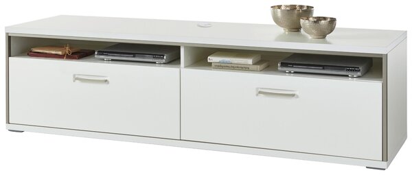 KOMODA POD TELEVIZI, šedá, barvy stříbra, bílá, vysoce lesklá bílá, 184/51/52 cm Livetastic - Online Only obývací stěny, Online Only