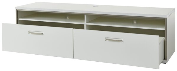 KOMODA POD TELEVIZI, šedá, barvy stříbra, bílá, vysoce lesklá bílá, 184/51/52 cm Livetastic - Online Only obývací stěny, Online Only
