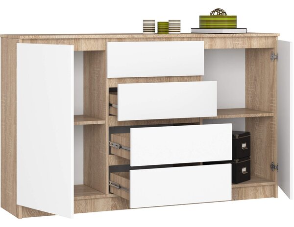 Ak furniture Komoda Tove K 160,4 cm dub sonoma/bílá
