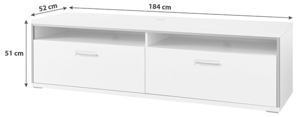 KOMODA POD TELEVIZI, šedá, barvy stříbra, bílá, vysoce lesklá bílá, 184/51/52 cm Livetastic - Online Only obývací stěny, Online Only