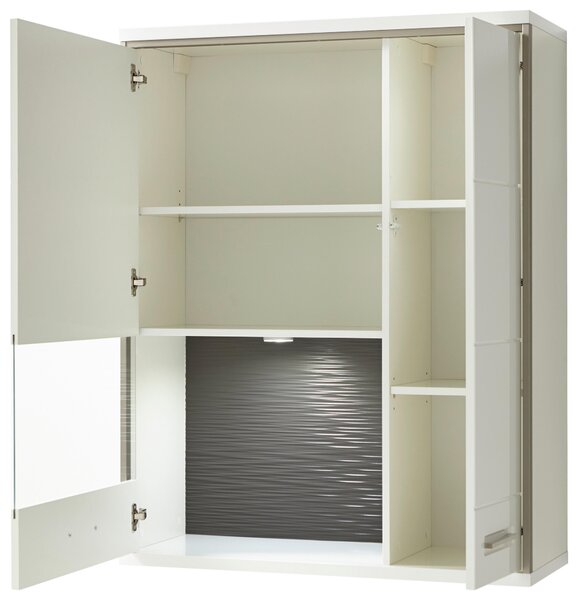 ZÁVĚSNÁ VITRÍNA, šedá, barvy stříbra, bílá, vysoce lesklá bílá, 94/120/38 cm Livetastic - Závěsné vitríny, Online Only
