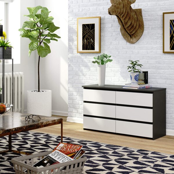 Ak furniture Komoda CL6 100 cm grafitově šedá/bílá