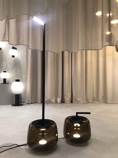 Brokis LED designová stolní lampa Double PC1296 Barva skla: Šedá kouřová - transparentní sklo
