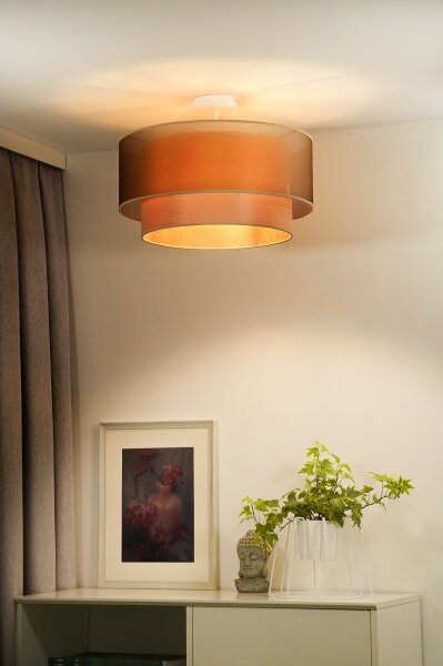 Duolla - Přisazený lustr WOOD BOHO 1xE27/15W/230V pr. 45 cm měděná/béžová