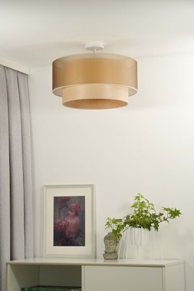Duolla - Přisazený lustr WOOD BOHO 1xE27/15W/230V pr. 45 cm měděná/béžová