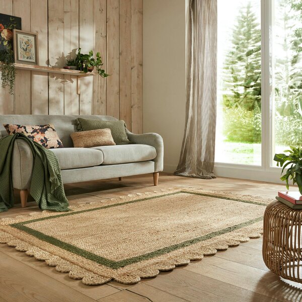 RUČNĚ TKANÝ KOBEREC, 120/170 cm zelená, přírodní barvy Flair Rugs - Online Only koberce & rohožky, Online Only