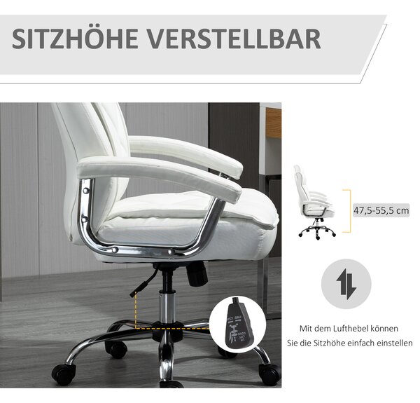 Kancelářské křeslo VINSETTO imitace kůže bílá