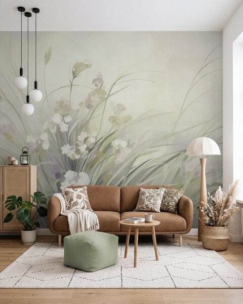 Fototapety Šepot louky · Zelená, Fototapety s květinami, w10062v1 : uwalls.cz
