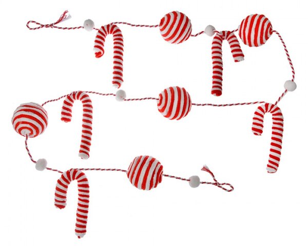 Červeno-bílá vánoční girlanda s bonbony a lízátky Candy Cane – 170 cm