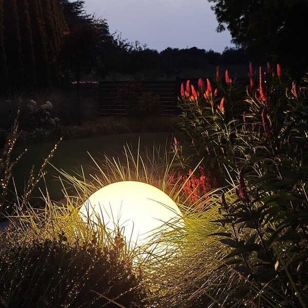 LED RGBW Stmívatelná venkovní lampa GLOBO 1xE27/9W/230V pr. 40 cm IP44