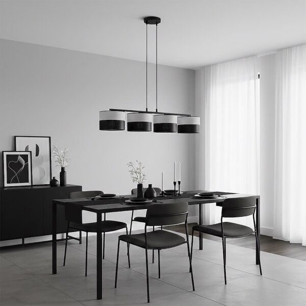 Lustr na lanku KARBON 4xE27/15W/230V černá/šedá