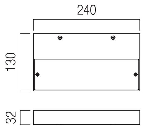 Redo Nástěnné LED svítidlo APEX, 24W, š. 240 mm Barva: Černá