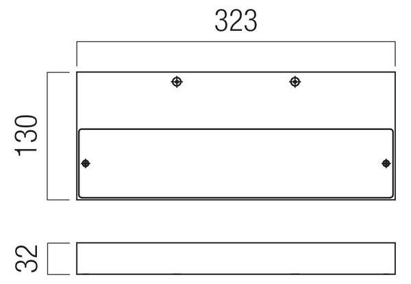 Redo Nástěnné LED svítidlo APEX, 36W, š. 323 mm Barva: Černá