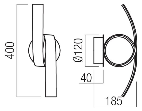 Redo Nástěnné LED svítidlo IMPULS v: 400mm, 11W Barva: Černá
