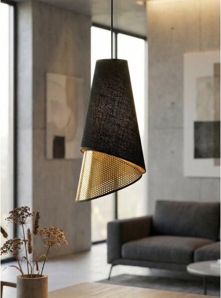 Lustr na lanku MODA 3xE27/15W/230V černá/zlatá