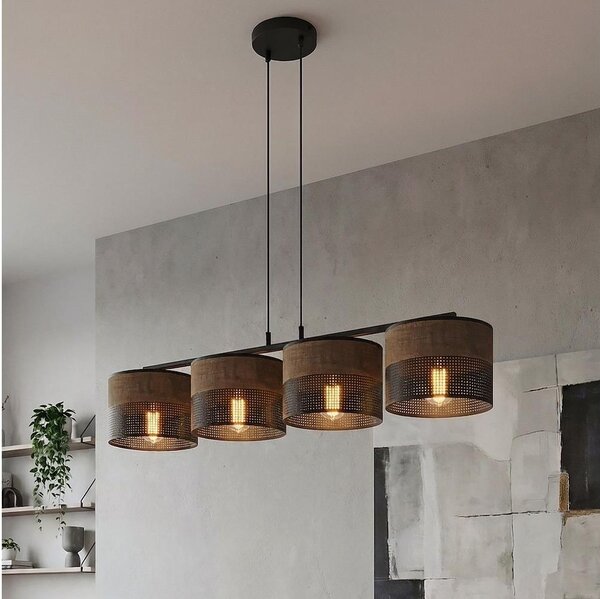 Lustr na lanku KARBON 4xE27/15W/230V černá/hnědá